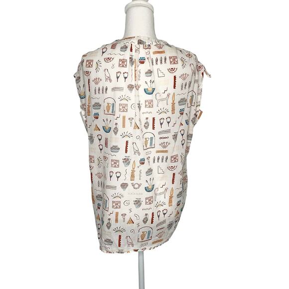 Anthropologie Danielle Kroll Egyptian Hieroglyphics Print Sleeveless Top Medium - Picture 5 of 8
